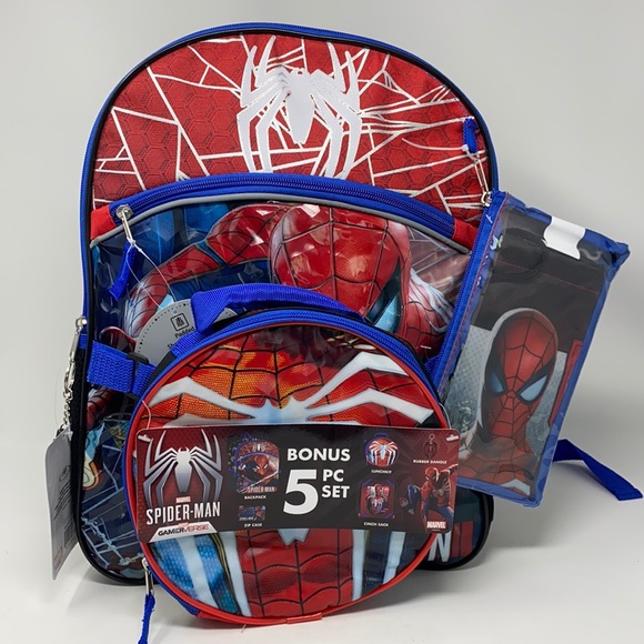 Marvel Spiderman Gamerverse 5 Piece Backpack Set
